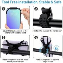 360° Rotation Silicone Bicycle Phone Holder Mount For 4.0-6.1 Inch Smartphones - Multicolor - View 5