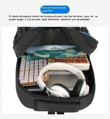 Durable Men's Backpack. Different Colors. Three Compartments. Double Closure, Padded Straps And Adjustable Straps. - 藍色 - 查看 6