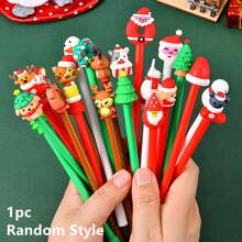 Penne gel per Natale con inchiostro nero, penne morbide con personaggi natalizi, penne divertenti e novità in stile casuale, adatte come regalo di Natale per studenti, insegnanti, per ufficio, forniture scolastiche, feste, promo e mercati