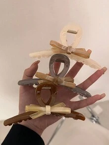 1pc/2pcs/3pcs New Acrylic Bowknot Large Hair Claw Hair Claws, Sweet & Versatile For Women, Spring/Summer - Multicolor - View 2