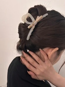 1pc/2pcs/3pcs New Acrylic Bowknot Large Hair Claw Hair Claws, Sweet & Versatile For Women, Spring/Summer - Multicolor - View 3