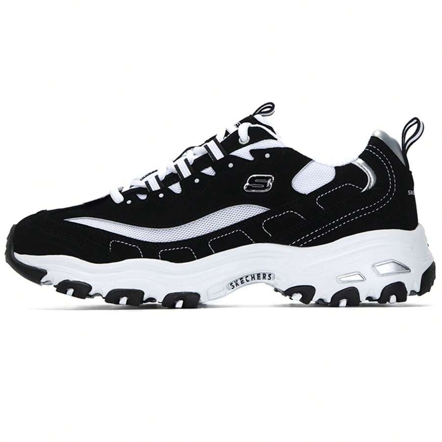 Skechers 男士休闲熊猫标志舒适厚底运动鞋/建议订购小一码 894129-BKW