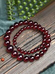 1 pieza Collar de cuentas de ámbar rojo de abeja ruso natural, collar de cadena de cuentas unisex, joyería de estilo vintage clásico para uso diario