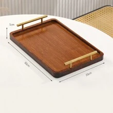 1 Stück Bambus Serviertablett, elegantes Tisch-Aufbewahrungsplattform, Küchenzubehör, Dekor Kaffeeteller für Zuhause - Braun - Übersicht 7