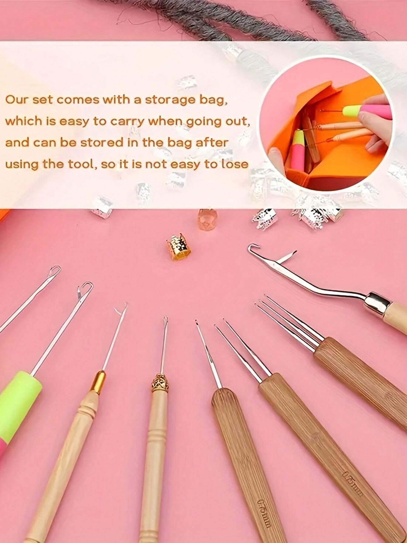 CECILLIA 1set Dreadlock Crochet Hook, 3 Dreadlock Crochet Needle (0