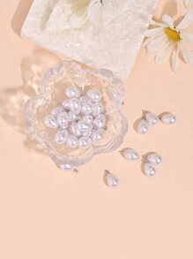 30 hạt ngọc trai giả sang trọng DIY Phụ kiện trang sức cho hoa tai và vòng cổ - bạc lớn - Xem 2