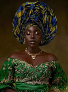 Nigerian Women's Hat Aso O New Color Fabric Weaving, Hand Folded Flower Fan Layered African Hat Topper, Auto Gel Headwear, Suitable For Weddings, Parties, And Other Festivals, Adjustable - A - View 3