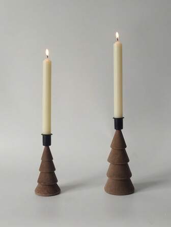 1 Piece Elegant Pine Wood Christmas Tree Candlestick Holder, Classical Pyramid Base With Moon Tabletop Decorations, For Festive, Decor, Ding Table Decor, Room Decorations, Wedding Centerpiece Candle Holder Decorations, Christmas Decorations Home Decor, Christmas Gifts