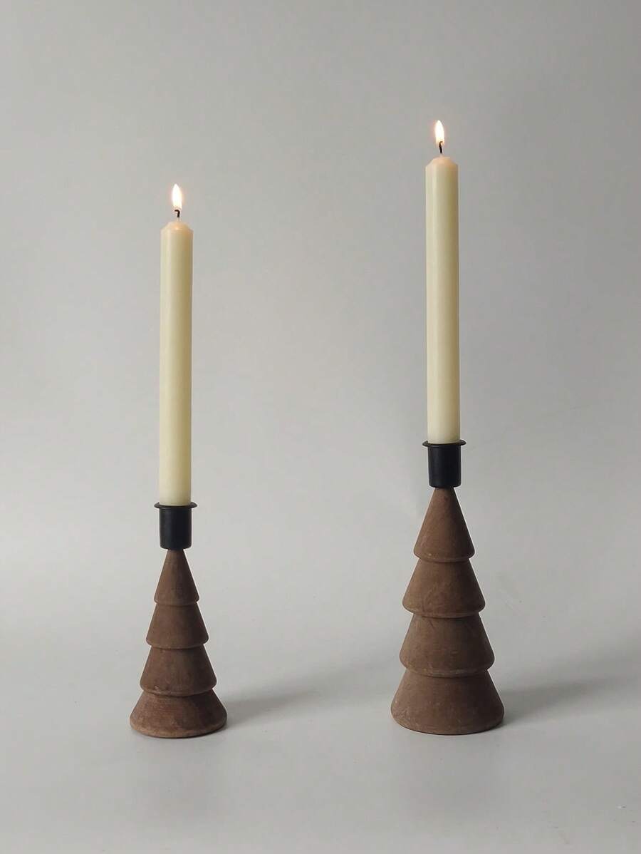 1 Piece Elegant Pine Wood Christmas Tree Candlestick Holder, Classical Pyramid Base With Moon Tabletop Decorations, For Festive, Decor, Ding Table Decor, Room Decorations, Wedding Centerpiece Candle Holder Decorations, Christmas Decorations Home Decor, Christmas Gifts