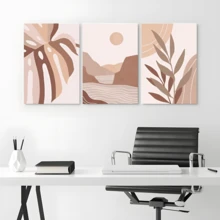 3 Pcs Framed Boho Wall Art Wall Decor For Bedroom Gold Framed Canvas Wall Art With Bohemian Botanical Pictures For Bathroom Livingroom - 彩色 - 查看 4