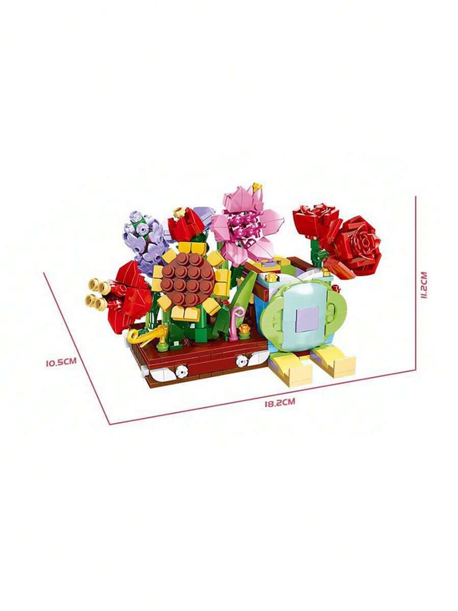 Um conjunto de blocos de construção em vasos de flores, conjunto de blocos de construção de flores de 800 peças, conjunto de blocos de construção de flores pequenas, conjunto de blocos de construção de flores, brinquedos de plantas, decoração de mesa ou brinquedos de blocos de construção para adultos, brinquedos de descompressão para adultos