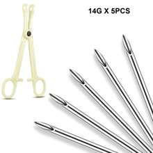Piercing Needles Stainless Steel Needles For Piercing Disposable Ear Nose Navel Nipple Lip Tongue Hollow Piercing Needle - Silver - View 22