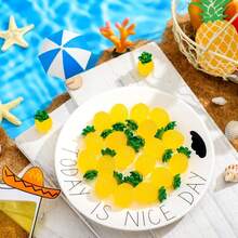 50 bức tượng nhỏ bằng nhựa hình quả dứa, đồ trang trí hình quả dứa nhân tạo phát sáng thích hợp cho đồ thủ công mỹ nghệ tự làm, sân vườn, bể cá - Màu vàng - Xem 5