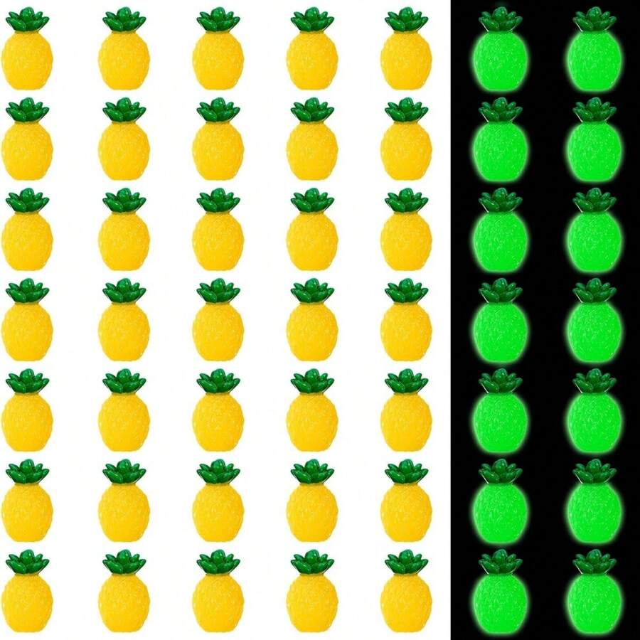 50 bức tượng nhỏ bằng nhựa hình quả dứa, đồ trang trí hình quả dứa nhân tạo phát sáng thích hợp cho đồ thủ công mỹ nghệ tự làm, sân vườn, bể cá - Màu vàng - Xem 1