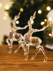 1pc Elegant Crystal Reindeer Decor, Transparent Acrylic Holiday Ornament, Holiday Home Decoration, Winter Wonderland Display, Perfect Gift For Birthday, Graduation, Christmas, Room Decor - Transparent - View 2