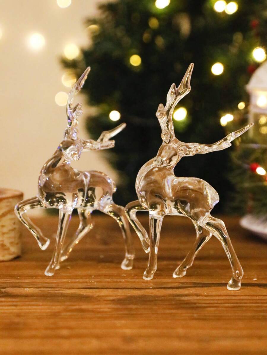 1pc Elegant Crystal Reindeer Decor, Transparent Acrylic Holiday Ornament, Holiday Home Decoration, Winter Wonderland Display, Perfect Gift For Birthday, Graduation, Christmas, Room Decor - Transparent - View 1