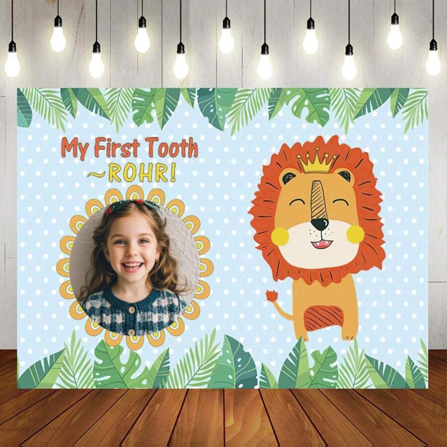 My First Tooth Customizable Portrait Pink And Blue Shooting Backdrops