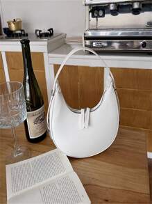 Crescent Bag, Luxury Saddle Bag, Luxury Lightweight Shoulder Bag, Armpit Bag - 白色 - 查看 5