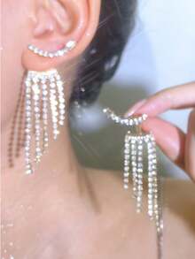 1 Cặp bông tai tua rua pha lê Cubic Zirconia sang trọng theo phong cách Bohemian tối giản thanh lịch, thích hợp cho kỳ nghỉ, tụ họp, hẹn hò, tiệc tùng, đám cưới, quà tặng và trang sức đeo hàng ngày - Vàng - Xem 7