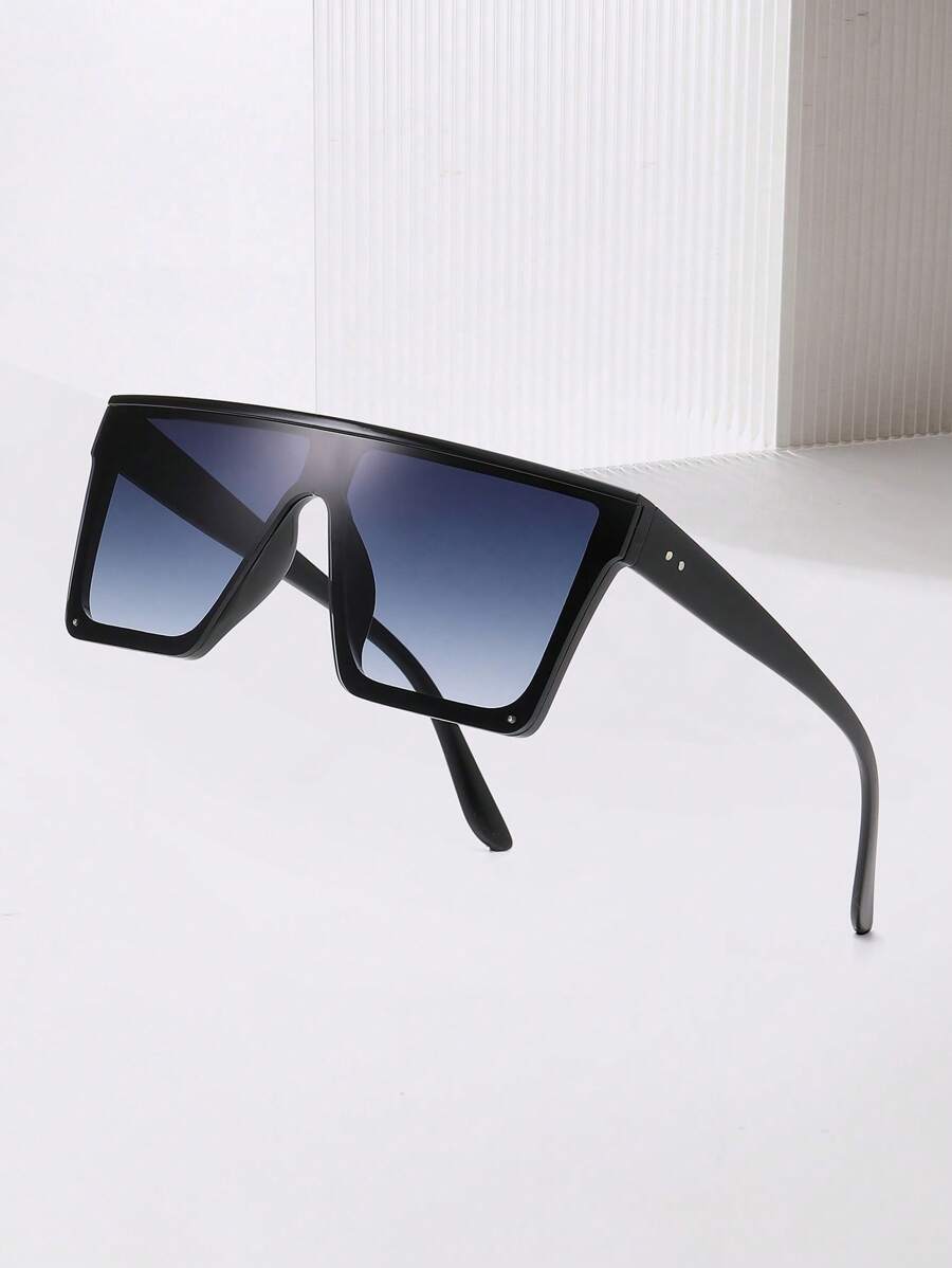 1pc Women's Black Oversized Fashion Fashion Glasses, Suitable For Everyday Wear Beach Accessories For Women Glasses Shades Basics Fall Winter Women Outfits Clothes Business Casual Gifts - Brown - View 1