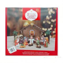 Nacimiento de Jesús con 15 piezas en miniatura - Multicolor - Ver 2