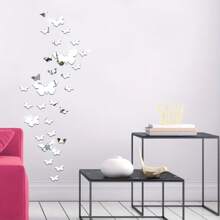 32pcs/Set Multi-Color Mirror Butterfly Wall Stickers, DIY Mirror Butterfly Combination, Art Mirror Butterfly Wallpaper, Home Decor Crafts Suitable For Wall & Mirror Decoration In Living Room, Dining Room, Bedroom, Bathroom, Party, Holiday, Waterproof Decal