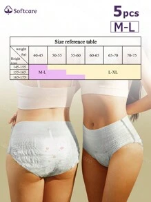 5片装卫生巾夜用裤型卫生巾一次性超薄透气即用柔软也适用于产后妇女、老年人 - 白色 - 查看 13