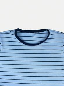 K&K FASHION Ribbed Striped T-Shirt - Baby Blue - View 4