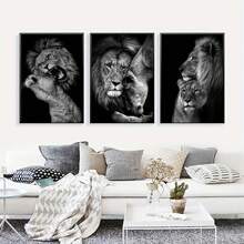3pcs Frameless Canvas Posters, Black And White Lion Couple Portrait Painting, Canvas Wall Art, Artwork Wall Decor, Gifts For Bedroom, Office, Living Room, Cafe, Bar, Wall Decor, Home And Dorm Decoration Birthday Graduation