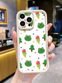 1st Anti-vingerafdruk Matte Ice Cream & Frog Grafische Telefoonhoesje, Compatibel met Apple///Redmi/Infinix/Vivo