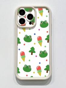 1st Anti-vingerafdruk Matte Ice Cream & Frog Grafische Telefoonhoesje, Compatibel met Apple///Redmi/Infinix/Vivo