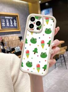 1st Anti-vingerafdruk Matte Ice Cream & Frog Grafische Telefoonhoesje, Compatibel met Apple///Redmi/Infinix/Vivo