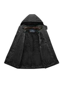 Chaqueta para exteriores impermeable y a prueba de viento con capucha desmontable para hombres, de 2024, de alta calidad, con forro térmico, de unicolor, de moda casual, resistente a la abrasión y con relleno cálido.