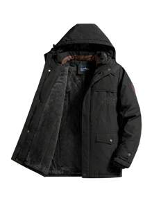 Chaqueta para exteriores impermeable y a prueba de viento con capucha desmontable para hombres, de 2024, de alta calidad, con forro térmico, de unicolor, de moda casual, resistente a la abrasión y con relleno cálido.