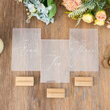 10/20/30 Pcs/Set, Modern Acrylic Wedding Table Numbers, Wedding Table Decor, Minimalist Wedding Table Decor, Wedding Table Reception Sign, Party Decor Sign, Home Decor, 6x3.9Inch Table Number Best Gifts, Wedding Decor, Home Decor, Room Decor Party Favors Bride Birthday Graduation Birthday Decorations Party Decorations Bachelorette