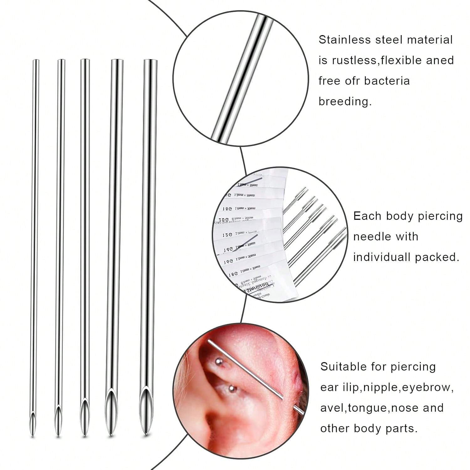 Mixed Piercing Needles Body Piercing Kit With Disposable Piercing