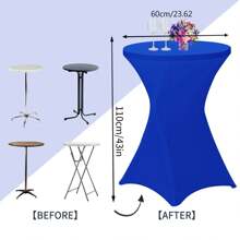 1 pièce Housse de table ronde élastique, lavable, convient pour bar, mariage, fête, banquet, fête de Noël, maison, dîner