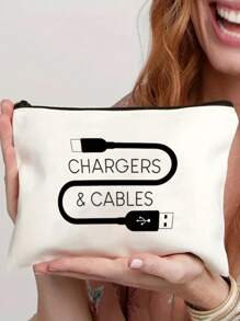帆布充电器收纳袋 - 低过敏原，不防水电子配件盒 - 男女通用旅行数据线和 USB 收纳袋充电器便携包数据线整理盒行李旅行包数据线包电子数据线床头收纳袋适用于旅行 Airpods 相机收纳袋女士男士儿童圣诞礼物必备教师用品防水轻便大容量便携配件