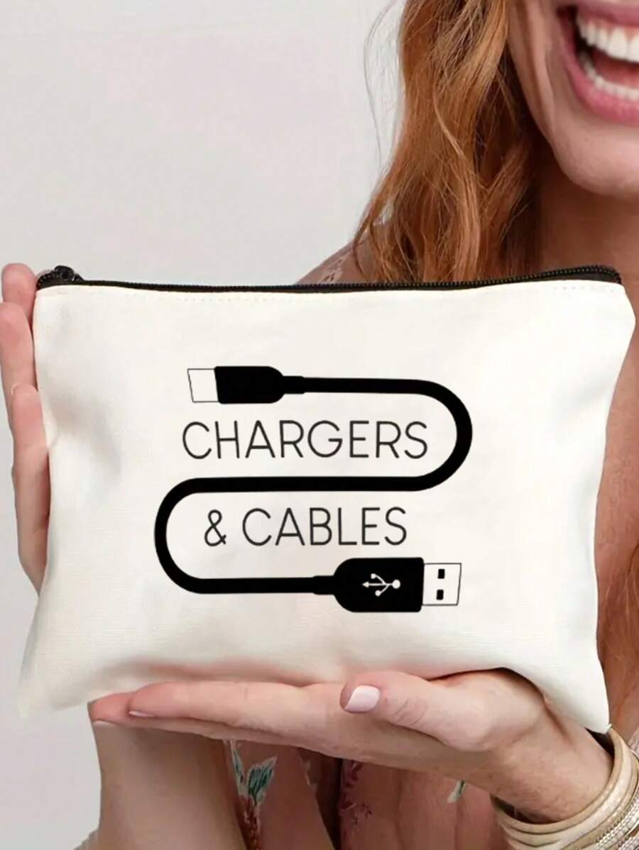 帆布充电器收纳袋 - 低过敏原，不防水电子配件盒 - 男女通用旅行数据线和 USB 收纳袋充电器便携包数据线整理盒行李旅行包数据线包电子数据线床头收纳袋适用于旅行 Airpods 相机收纳袋女士男士儿童圣诞礼物必备教师用品防水轻便大容量便携配件