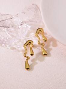 1 par de pendientes de acero inoxidable con inspiración en lava, adecuados para que las mujeres los luzcan en fiestas o como regalo festivo