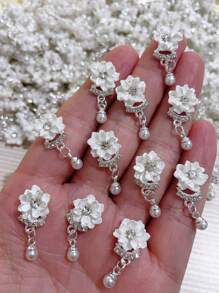 10Pcs Flowers Nail Charms Nail Drills Rhinestones & Alloy Nail Art Decorations Diy Nail Charms Nail Gems Nail Supplies Nails - Multicolor - View 3