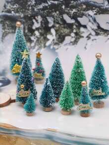 Quà tặng trang trí cây thông Noel nhỏ để bàn bằng gỗ tuyết tùng trắng, đồ thủ công DIY trang trí cây thông Noel mùa đông, thích hợp để trang trí tiệc tại nhà, trang trí đồ nội thất hàng ngày, quà tặng tiệc, quà tặng thiết yếu - Nhiều màu - Xem 6