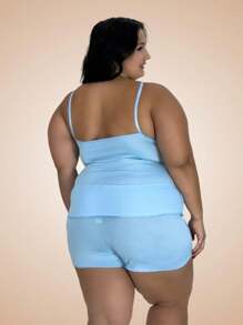 Baby Doll Plus Size Waiting For Husband Short - 淺藍色 - 查看 2