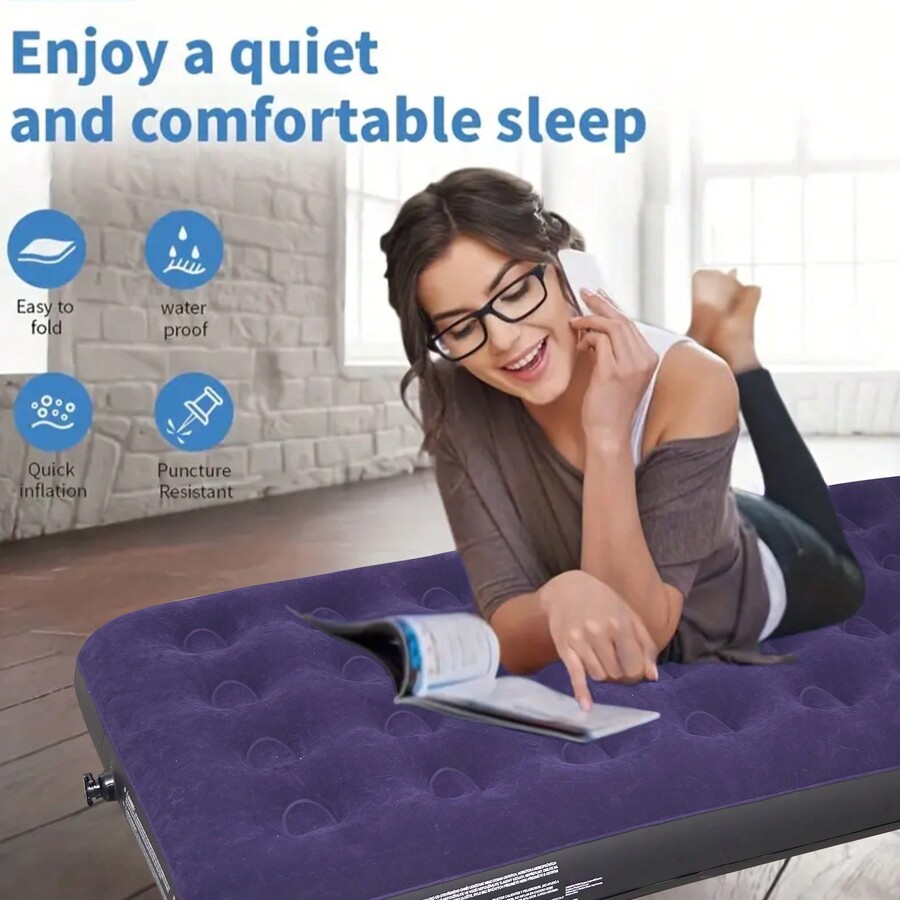 Air Mattresses, Foldable Blow Up Air Mattresses With Flocked Top