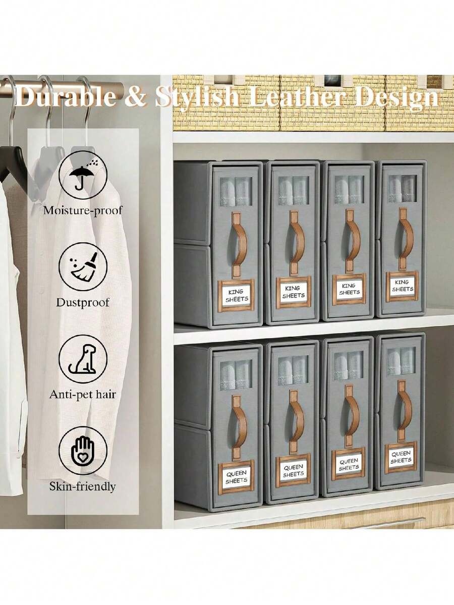 1 Pack Foldable Bed Sheets Set Organizers And Storage, Linen Fabric