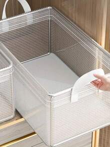 2 件塑料储物盒，带钢架和加固手柄，可堆叠透明储物箱，带盖，用于存放衣服、书籍、家居和宿舍必需品，适合返校