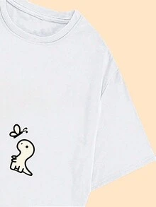 Cute Crocodile Print T-Shirt Women's Short Sleeve Blouse Streetwear Comfort Baby Look - 白色 - 查看 5