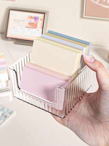 1 件透明便签桌面整理器 - 透明条纹便签文具盒 - 彩色 - 查看 1