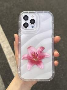 粉色百合花手机壳适用于 Apple 16 Pro Max、11/12/13/14 Plus、XR/7/8 Plus/15 Pro Max 保护套 - 無色 - 查看 3