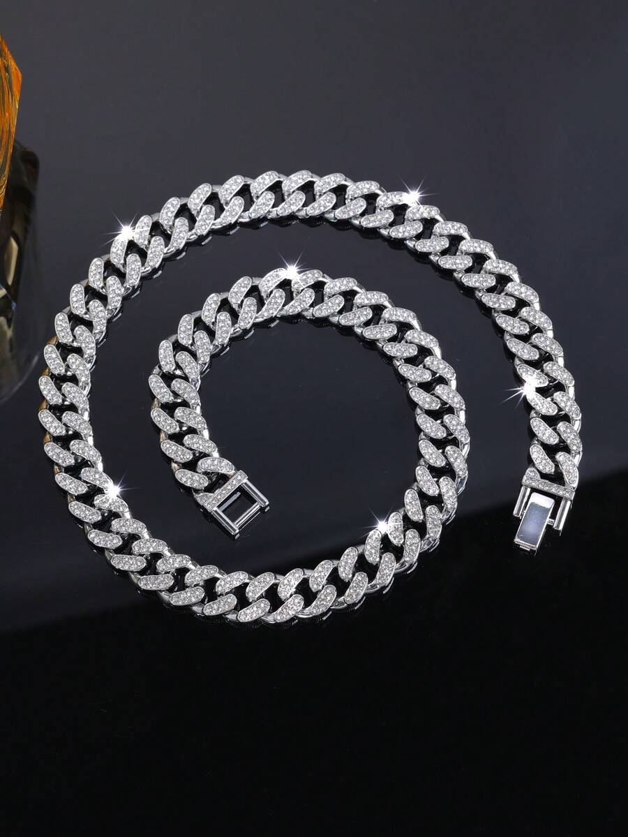 1 件时尚简约时尚奢侈品牌水钻装饰时尚嘻哈项链男士 - 鏈條 - 查看 1